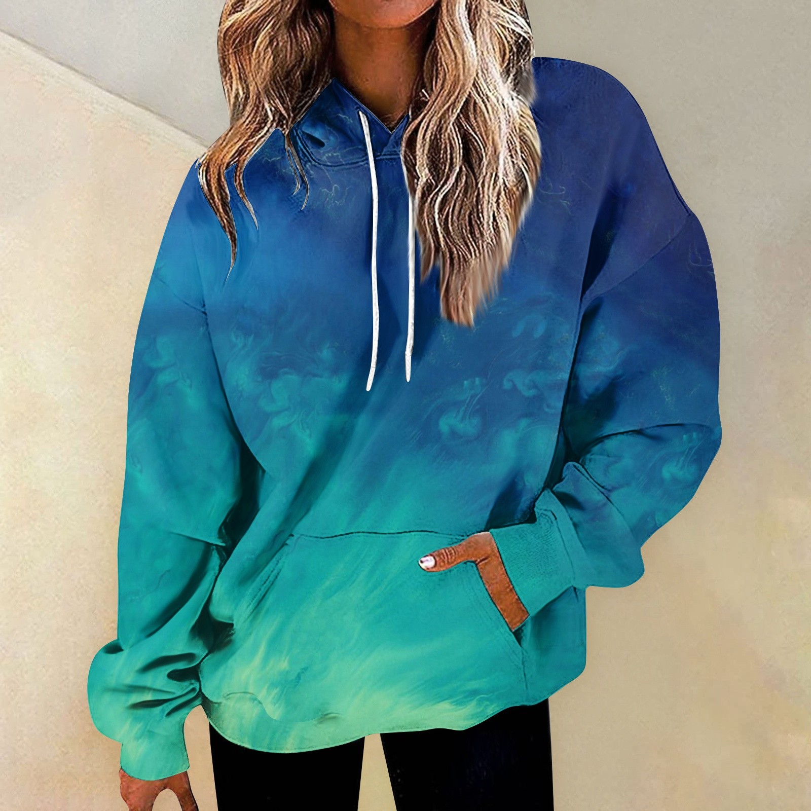 Women's Fashion Daily Versatile Casual Crewneck Sweatshirts Graphic Daily Long Sleeve Gradient Patch