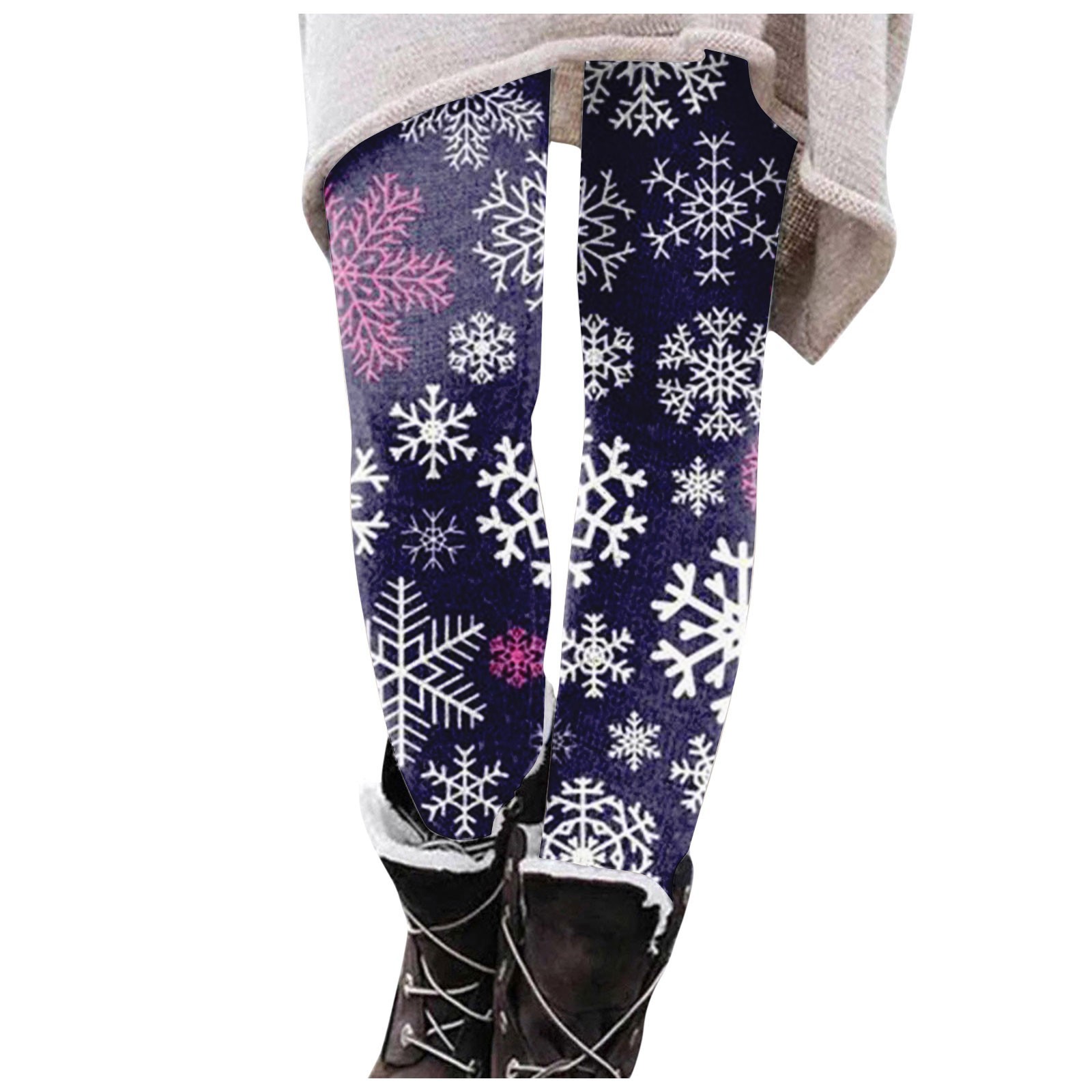 Women's Pants Christmas Printed Elastic Soft Cotton Leggings Casual Home Pajamas